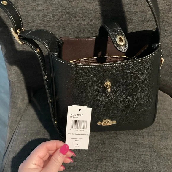 Coach Black Pebbled Leather Crossbody Bag (Mini Hadley) - Picture 2 of 3